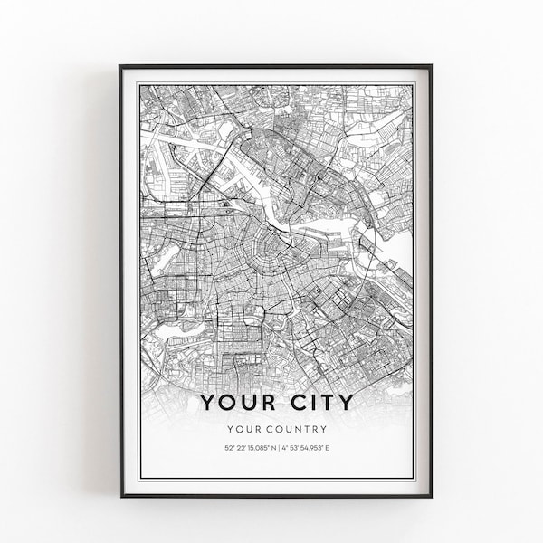 Any City Map, Custom Map, Custom Map Poster, Any City, Any Town, Personalized Map, Large Map, Your City, Custom City, Digital Download