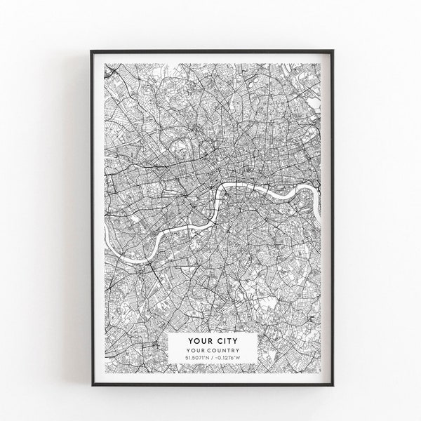 Any City Map, Custom Map, Custom Map Poster, Any City, Any Town, Personalized Map, Large Map, Your City, Custom City, Digital Download