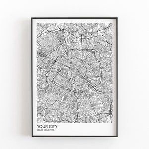 Mapa de qualquer cidade, mapa personalizado, pôster de mapa personalizado, qualquer cidade, qualquer cidade, mapa personalizado, mapa grande, sua cidade, cidade personalizada, download digital