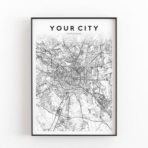 Mapa de qualquer cidade, mapa personalizado, pôster de mapa personalizado, qualquer cidade, qualquer cidade, mapa personalizado, mapa grande, sua cidade, cidade personalizada, download digital