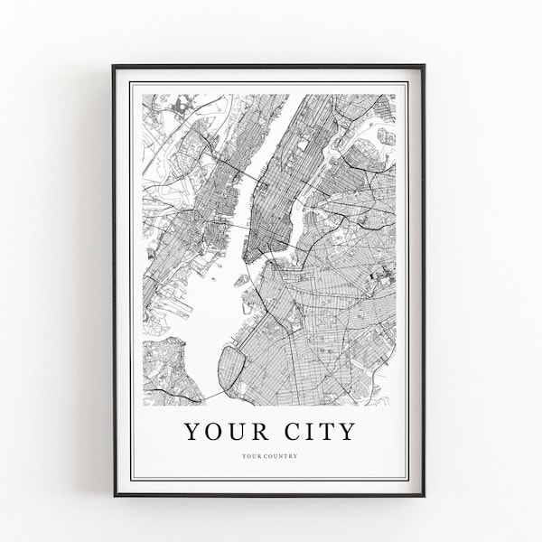 Any City Map, Custom Map, Custom Map Poster, Any City, Any Town, Personalized Map, Large Map, Your City, Custom City, Digital Download