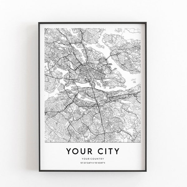 Any City Map, Custom Map, Custom Map Poster, Any City, Any Town, Personalized Map, Large Map, Your City, Custom City, Digital Download