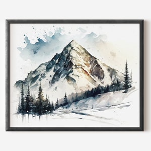 Colorado Wall Art Mountain Watercolor Printable Snowy Mountain Wall Art Mountain Landscape Nature Wall Art Mountain Watercolor Print