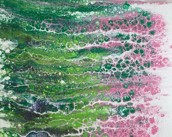 Acrylic paint pour, fluid art, canvas, original