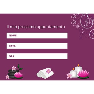 BIGLIETTO APPUNTAMENTO stampa digitale personalizzabile per operatori del benessere