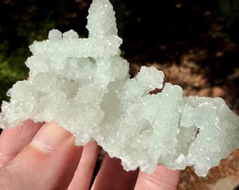 Préhnite cristallisée scintillante (pseudomorphe de la laumontite) | Préhnite brute | Cristaux de guérison | Cadeau offert pour tout achat