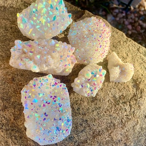 Sie wählen Engel Aura Bergkristall Clusters | Heilende Regenbogen Aura Quarz-Cluster | Geschenk w / Jeden Kauf! | Natürlicher Titanquarz