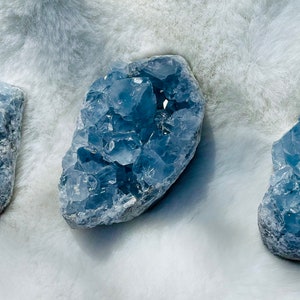 HUGE Celestite Crystal Cluster | Raw Beautiful Blue Celestite Geode | Healing Crystals | Gift w Purchase