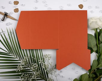 Rust / Burnt Orange / Terracotta Matte Pocketfold Wallet. 5 x 7 Portrait Design for Luxury Wedding Invitation / Corporate Events N.E.