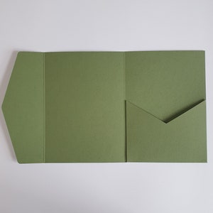 Sage Green Matte 5x7 Pocketfold Wallet. 127 x 178mm Portrait Design for Luxury Wedding Invitation / Corporate Events image 3