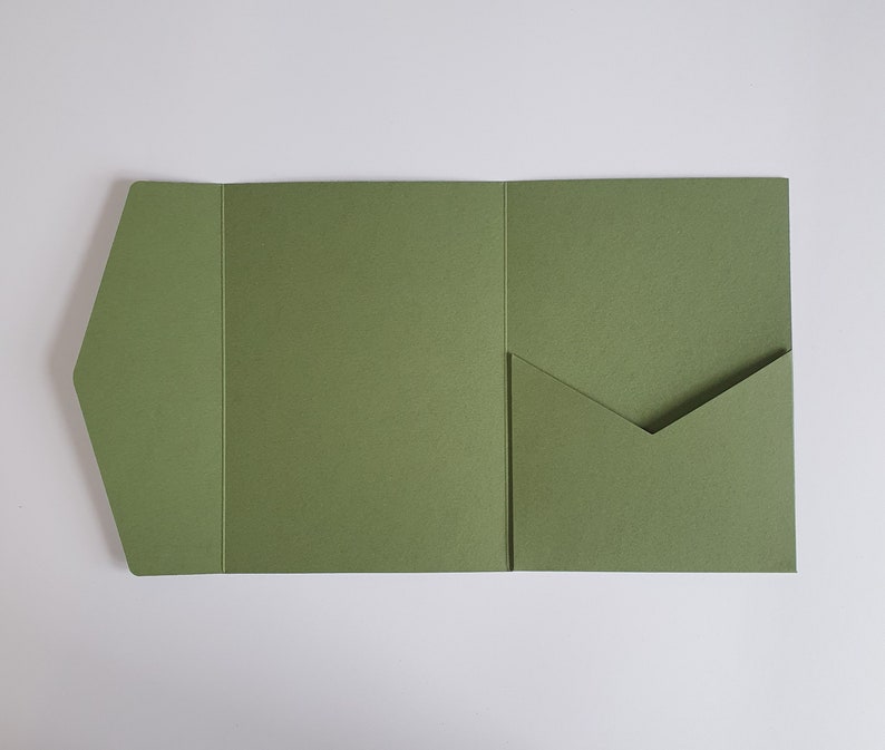 Sage Green Matte 5x7 Pocketfold Wallet. 127 x 178mm Portrait Design for Luxury Wedding Invitation / Corporate Events image 3