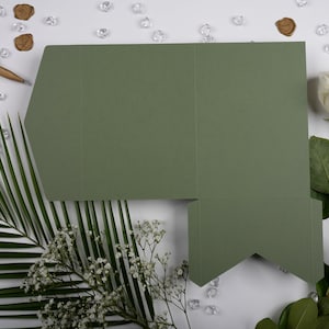 Sage Green Matte Pocketfold Wallet. 5 x 7 Portrait Design for Luxury Wedding Invitation / Corporate Events N.E.