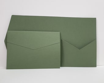 Sage Green Matte Pocketfold Wallet. A5 Portrait Design for Luxury Wedding Invitation / Corporate Events