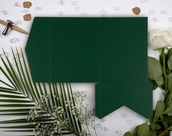 Forrest Green Matte 5x7 Pocketfold Wallet. 127 x 178mm Portrait Design for Luxury Wedding Invitation / Corporate Events Choice of envelopes