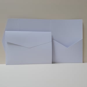 White Matte Pocketfold Wallet. 5 x 7 Portrait Design for Luxury Wedding Invitation / Corporate Events