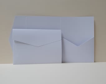 White Matte Pocketfold Wallet. 5 x 7 Portrait Design for Luxury Wedding Invitation / Corporate Events