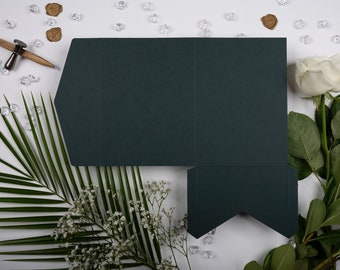 Dunkle / Stechpalme / Pinie / Racing Green Matte Geldbörse. 5 x 7 Portrait Design für Luxus Hochzeitseinladung / Firmenevents N.E.