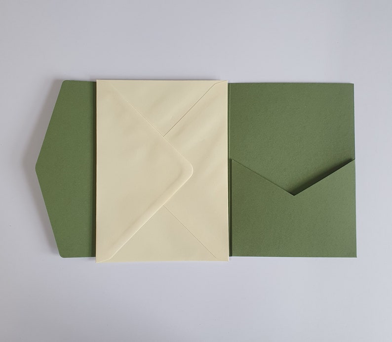 Sage Green Matte 5x7 Pocketfold Wallet. 127 x 178mm Portrait Design for Luxury Wedding Invitation / Corporate Events image 4