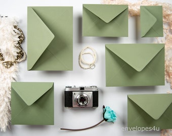 6 x 6 ( 155 x 155mm ) Sage Green Envelopes 135gsm Gummed Diamond Flap Wedding Stationery