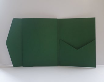 Forrest Green Matte 5x7 Pocketfold Wallet. 127 x 178mm Portrait Design for Luxury Wedding Invitation / Corporate Events Choice of envelopes