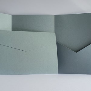 Dusty Blue Keaykolour Steel Matte Pocketfold Wallet. 5 x 7 Portrait Design for Luxury Wedding Invitation / Corporate Events N.E.