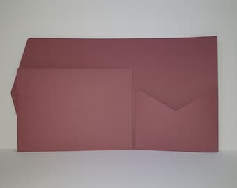 Rosebud Red Matte Pocketfold Wallet. 5 x 7 Potrait Design for Luxury Wedding Invitation / Corporate Events