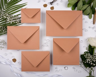Terracotta High Quality Wedding & Invitation Envelopes - C7, C6, US A7 / 5x7", A5/Slim C5 and 155x155mm(6x6")