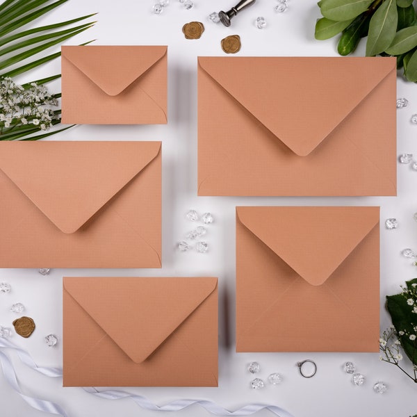 Terracotta High Quality Wedding & Invitation Envelopes - C7, C6, US A7 / 5x7", A5/Slim C5 and 155x155mm(6x6")