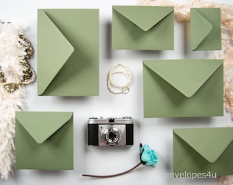 C6 (114 X 162MM) Olive Green Wedding Ststionery Invitation /RSVP Envelopes 135GSM Gummed Diamond Flap
