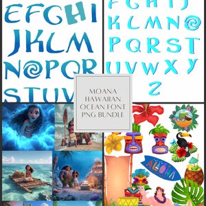 Vaiana typsnittspaket: Tropisk clipart och öbakgrunder (digital nedladdning av PNG)