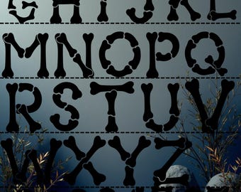 Boney Bits Alphabet Pack | Bone Letters & Numbers PNG | Halloween Font Clipart | Skeleton Bone Alphabet | Spooky Cricut Sublimation Files