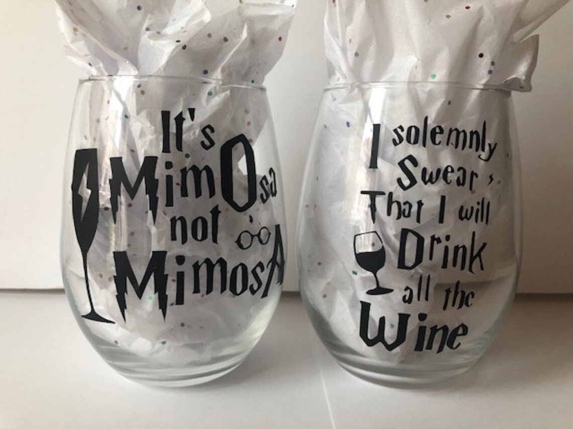 Harry Potter Themed Wine Glasses Wine Lovers Gifts Etsy