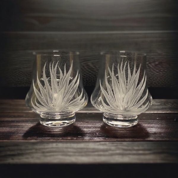 Agave tequila glasses, personalized option, agave cactus, set of two, wedding gift, house warming gift, tequila tasting,