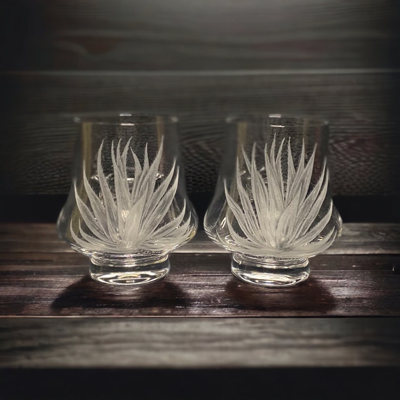 Agave Tequila Glasses Personalized Option Agave Cactus Set Etsy