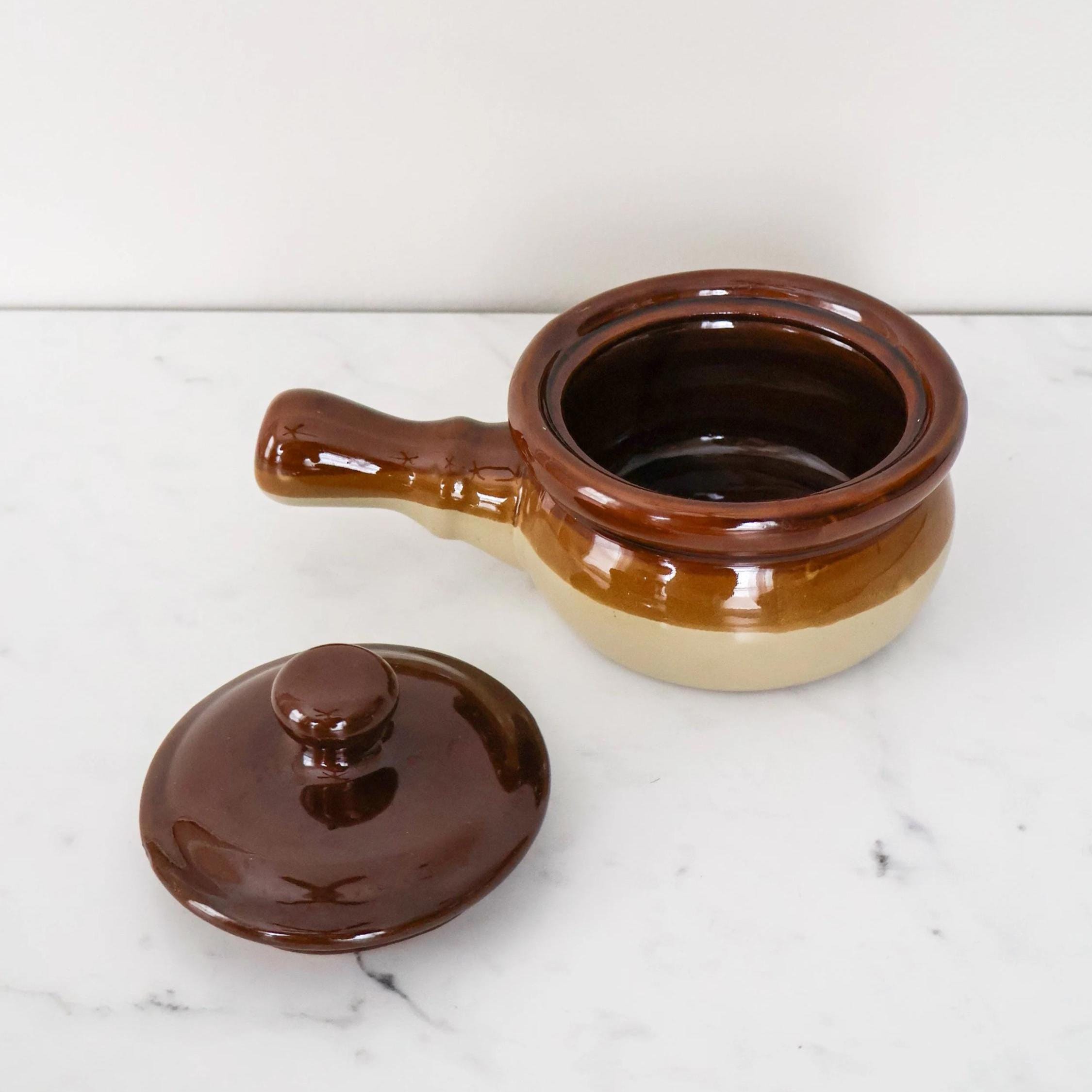 Lot De 2 Bols à Soupe à L'oignon En Céramique - Traditionnels, Avec Couvercles Et Anses