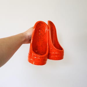 Vintage Holland Mold Orange Speckled Candle Holders Set of 2 | Mid Century Ceramic Candleholders | Retro Fall Decor | MCM Home Accent
