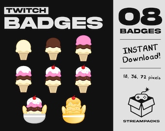 Twitch Subscriber Badges / Bit Badges / Ice Cream / Sundae / Cozy / Chill