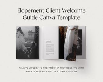 Elopement Photographer Welcome Guide | Client Experience Canva Template (Digital Download)