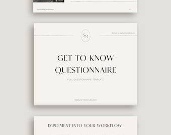 Getting to Know You Questionnaire, Client Questionnaire for Photography Services, Customizable Professional Client Intake Form