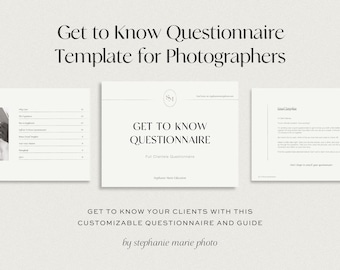 Questionario per conoscersi meglio / Modulo per il servizio fotografico di matrimonio e fuga d'amore (download digitale)