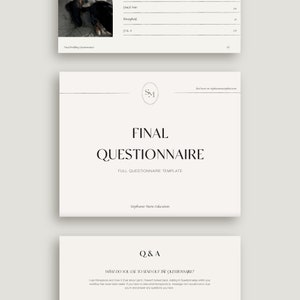 Final Questionnaire Template, Photography Client Questionnaire, Editable Professional Client Intake Form