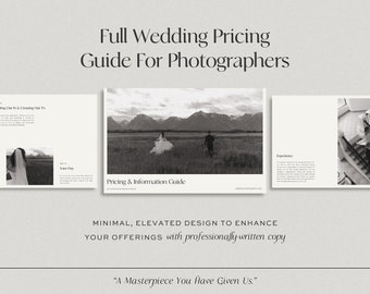 Pricing Guide Template for Photographers, Ready-to-Use Professional Text, CANVA Pricing Template Tailored for Wedding Photographers