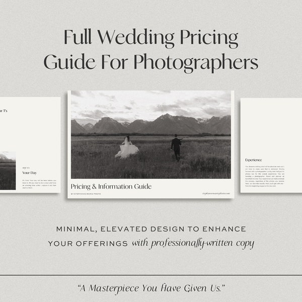 Pricing Guide Template for Photographers, Ready-to-Use Professional Text, CANVA Pricing Template Tailored for Wedding Photographers