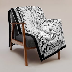Throw Blanket - Handmade Mandala Art Unique Exclusive
