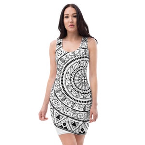 All-over printed Fitted Unique Exclusive Dress - Beginning of a Dream - Handmade Mandala Art