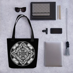Unique Exclusive Tote Bag - Look Deep Inside - Handmade Mandala Art