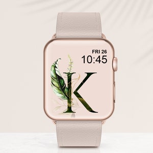 PERSONALIZADO Apple Watch Wallpaper, Apple Watch Face Wallpaper, Smart Watch Face, Smart Watch Wallpaper Accesorios Plantas de interior MONOGRAMA inicial