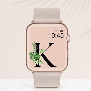 Papel de parede personalizado do Apple Watch, papel de parede do mostrador do Apple Watch, mostrador do relógio inteligente, acessórios de papel de parede do relógio inteligente MONOGRAMA inicial de plantas de casa