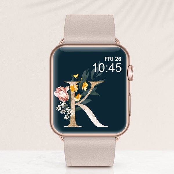 CUSTOM Apple Watch Wallpaper, Apple Watch Face Wallpaper, Smart Watch Face, Smart Watch Wallpaper Accessories Cottagecore Initial - MONOGRAM