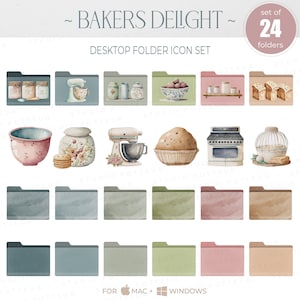 BAKING Desktop Icons, MacBook Wallpaper Icons, Mac Folder Icons Bundle Desktop Organizer Wallpaper Icon Pack, Works in Mac & Windows